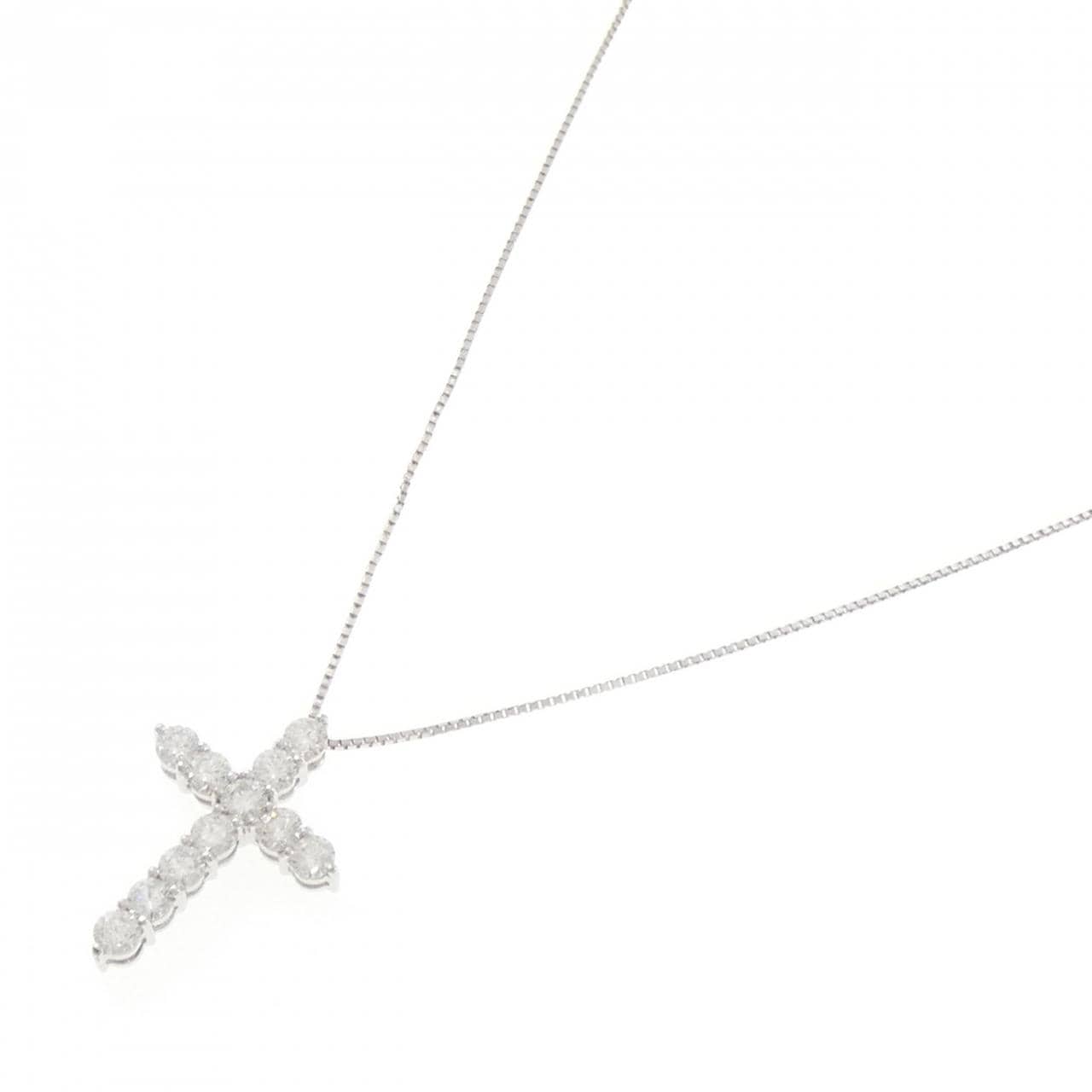 K18WG クロス ダイヤモンド ネックレス 1.00CT