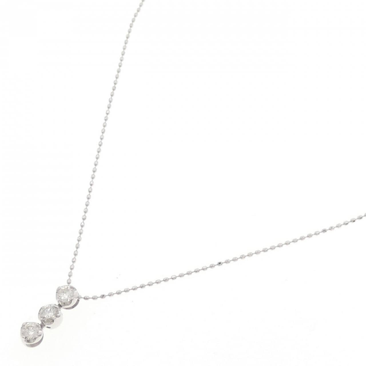 K18WG スリーストーン ダイヤモンド ネックレス 0.25CT