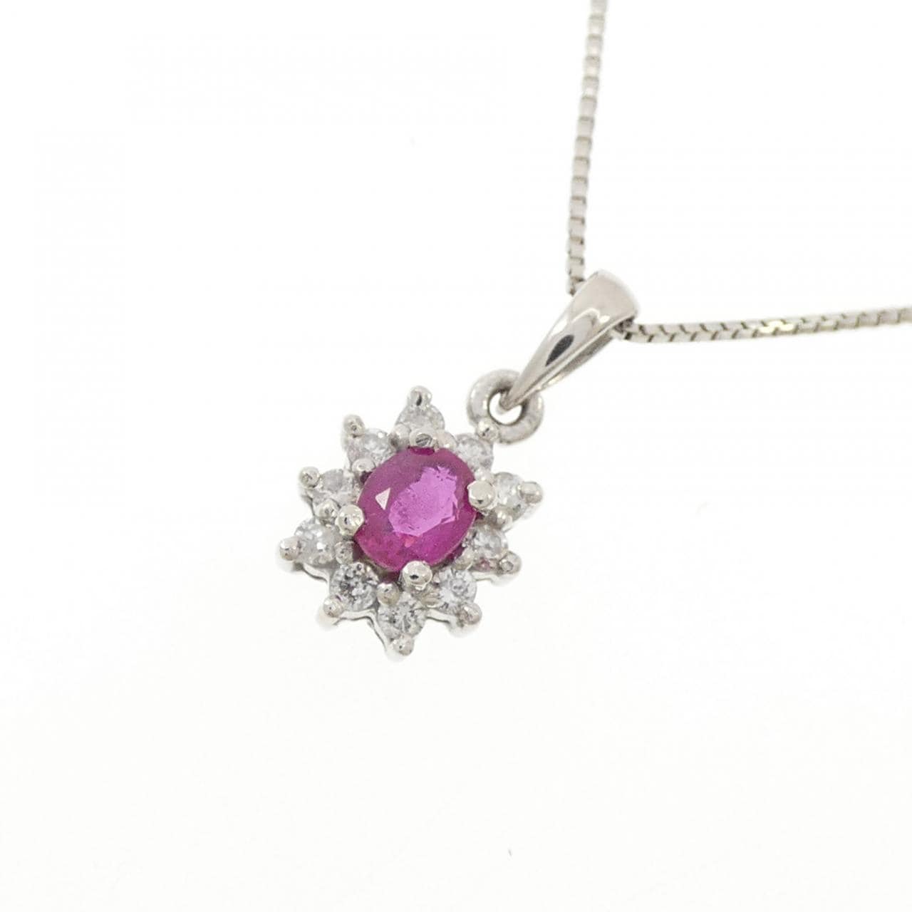 PT900/PT850 ルビー ネックレス 0.21CT