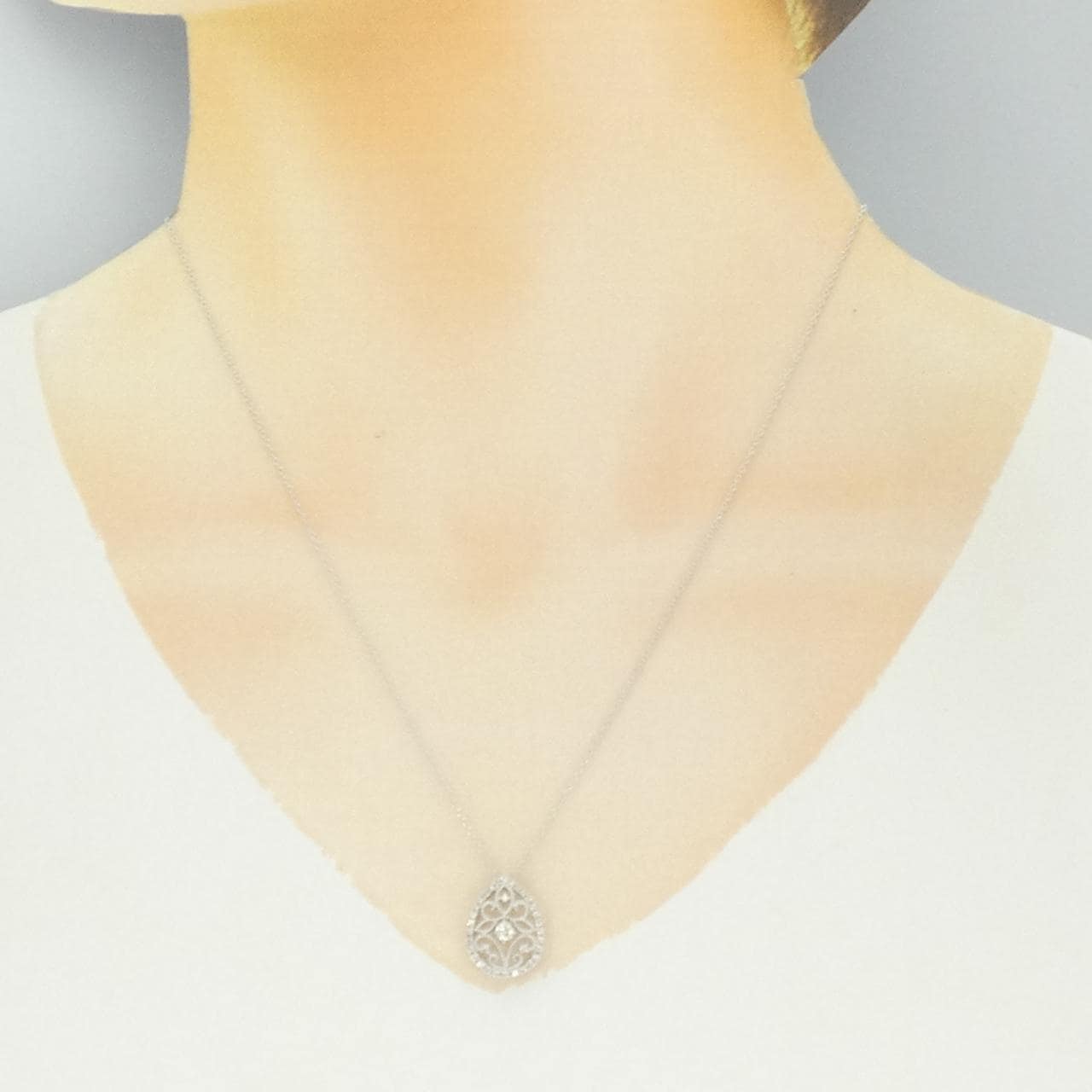 K18WG ダイヤモンド ネックレス 0.30CT