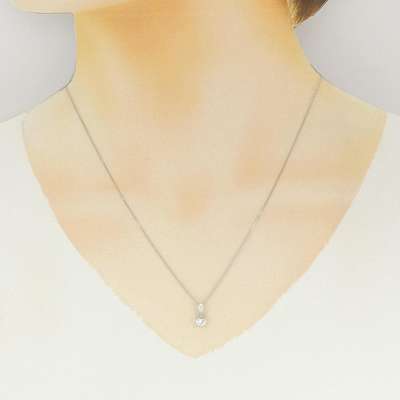 PT900/PT850 ダイヤモンド ネックレス 0.244CT F SI2 ハートシェイプ