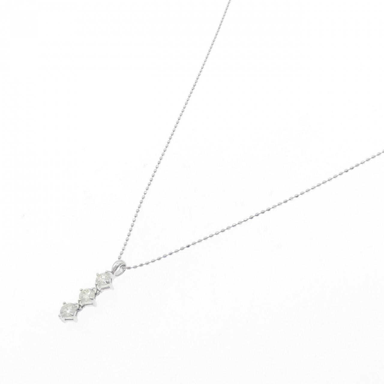 K18WG スリーストーン ダイヤモンド ネックレス 0.500CT