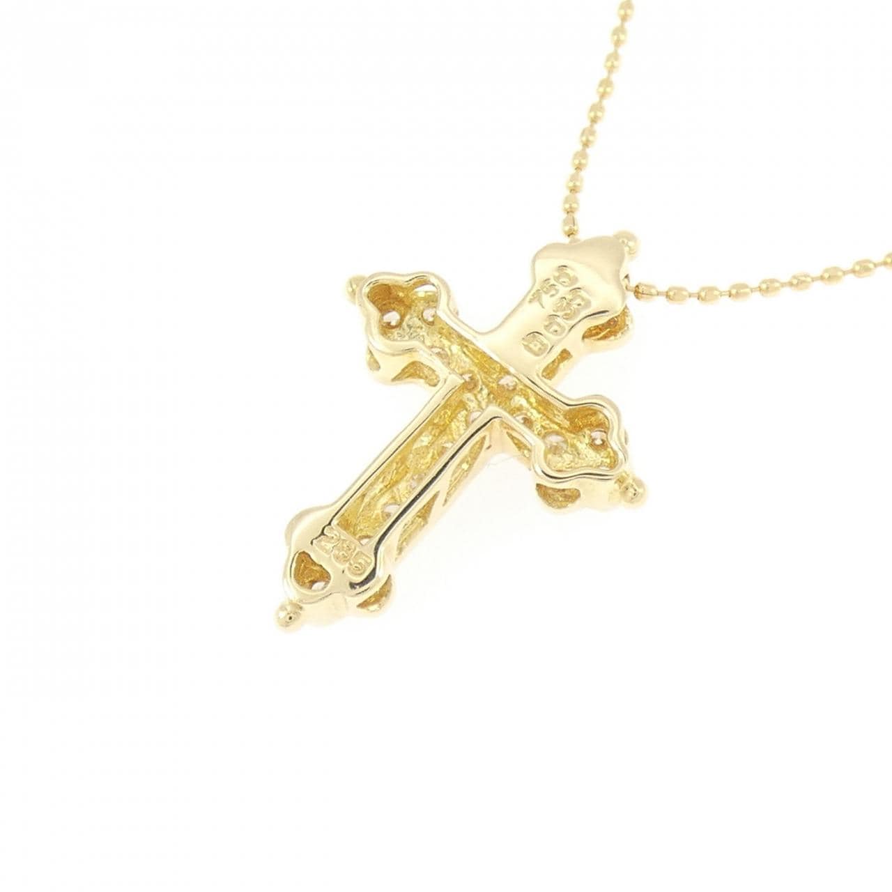750YG/K18YG クロス ダイヤモンド ネックレス 0.30CT