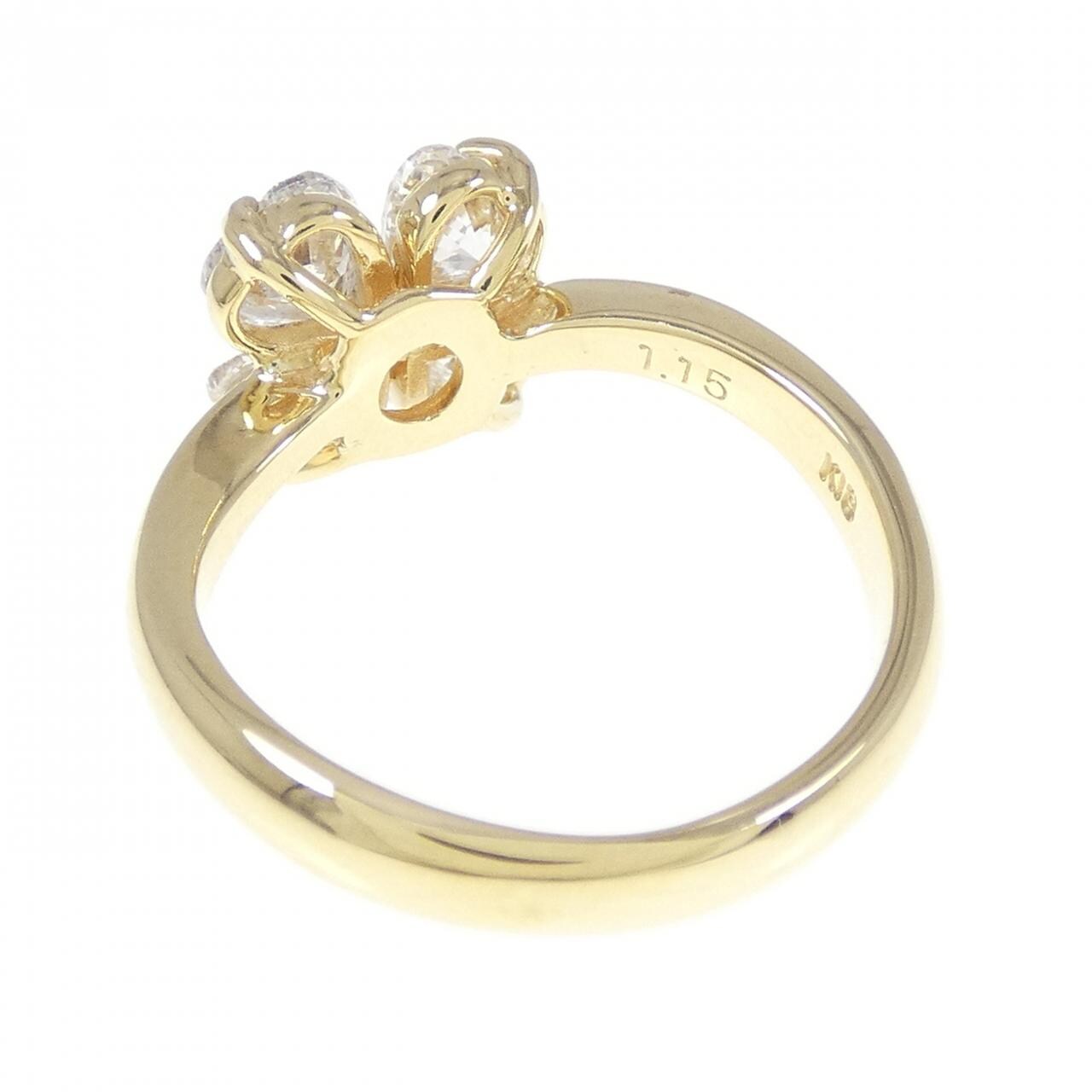 K18YG フラワー ダイヤモンド リング 1.15CT