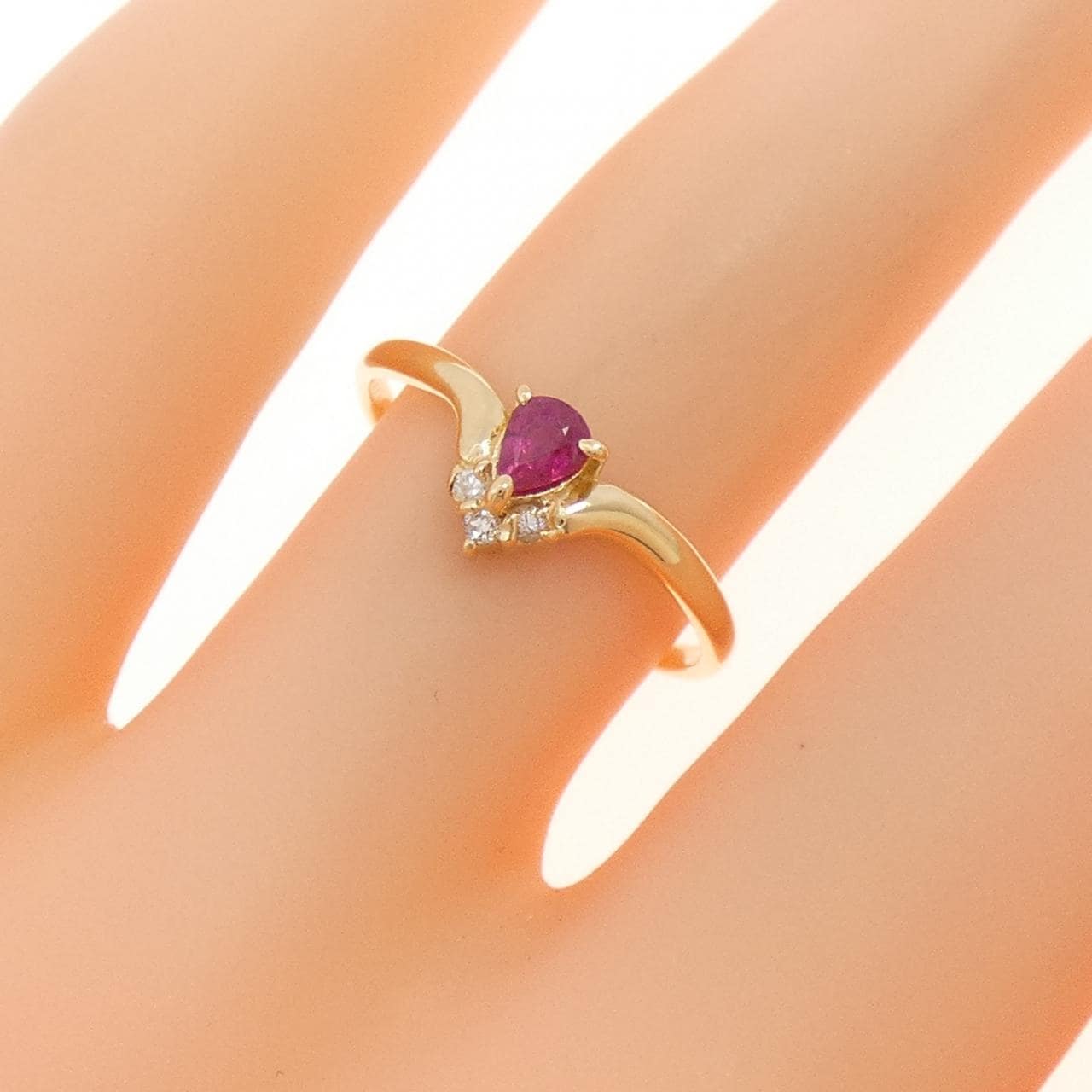 K18YG ルビー リング 0.18CT