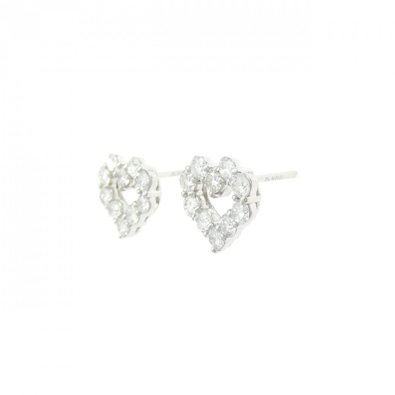 PT900 ハート ダイヤモンド ピアス 0.82CT