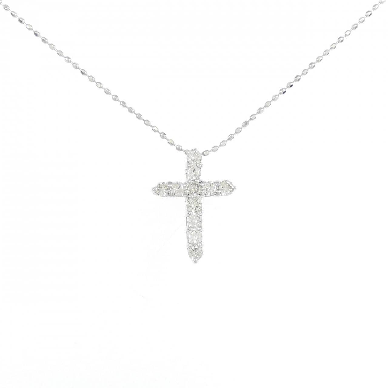 K10WG クロス ダイヤモンド ネックレス 0.30CT