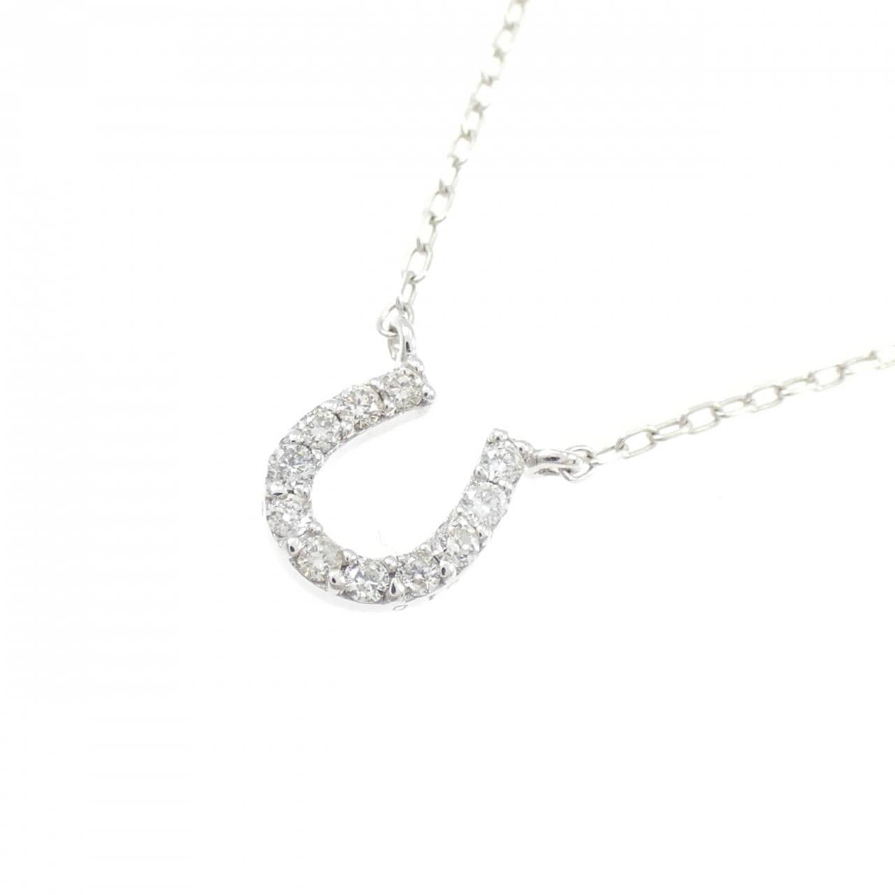 K10WG ホースシュー ダイヤモンド ネックレス 0.10CT