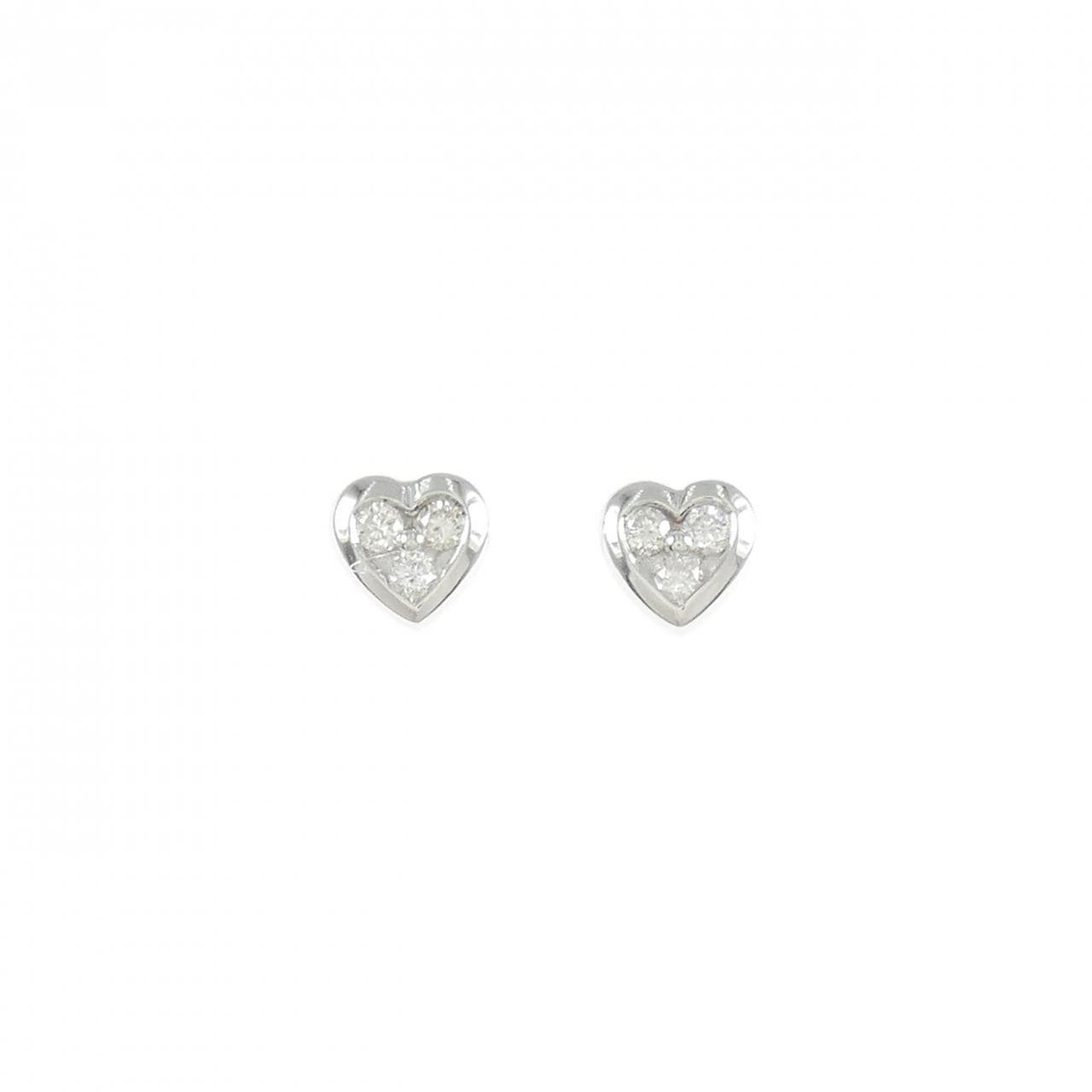 K18WG ハート ダイヤモンド ピアス 0.14CT