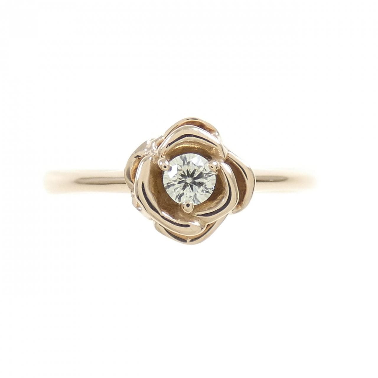 K18PG フラワー ダイヤモンド リング 0.06CT