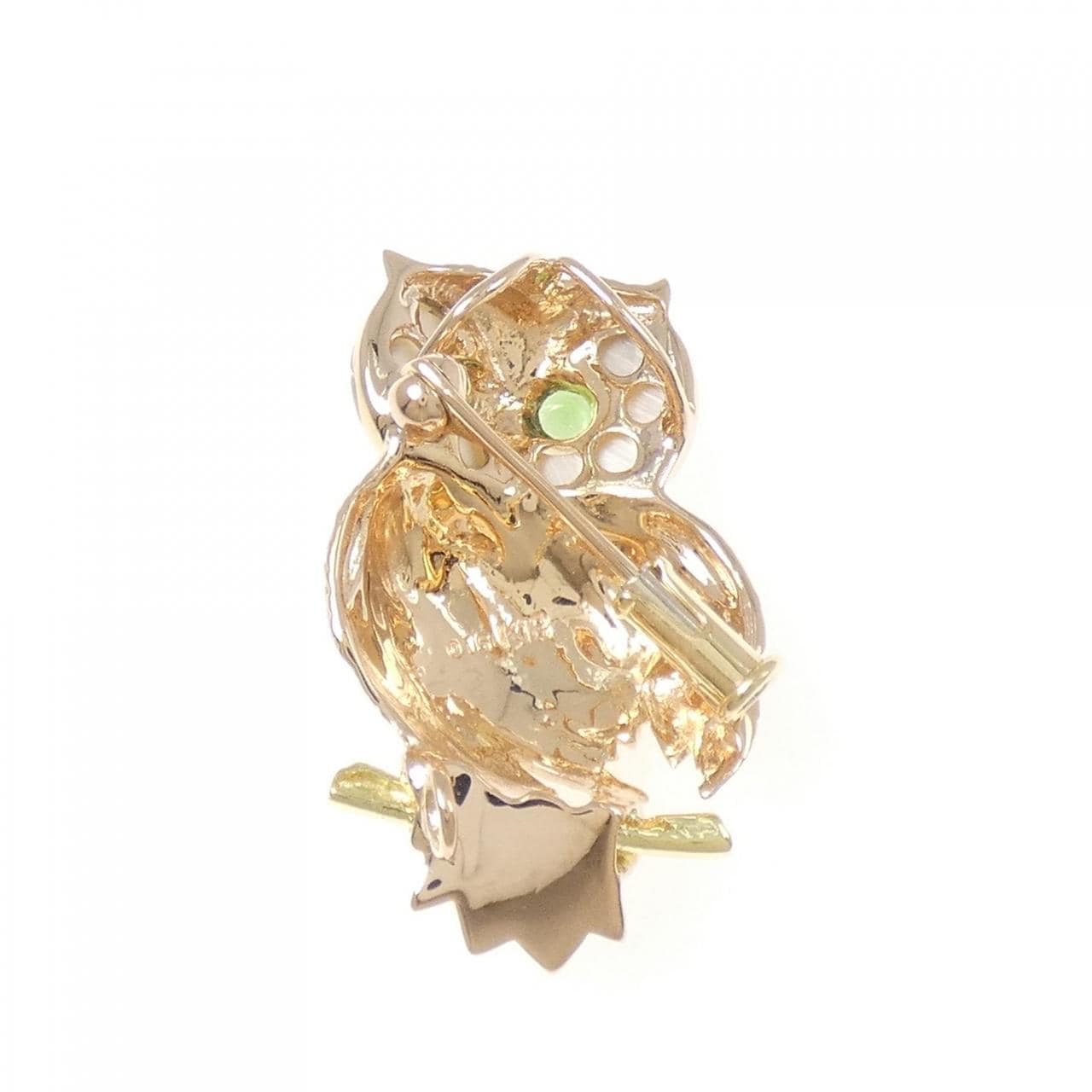 K18YG/K18PG フクロウ マザーオブパール ブローチ