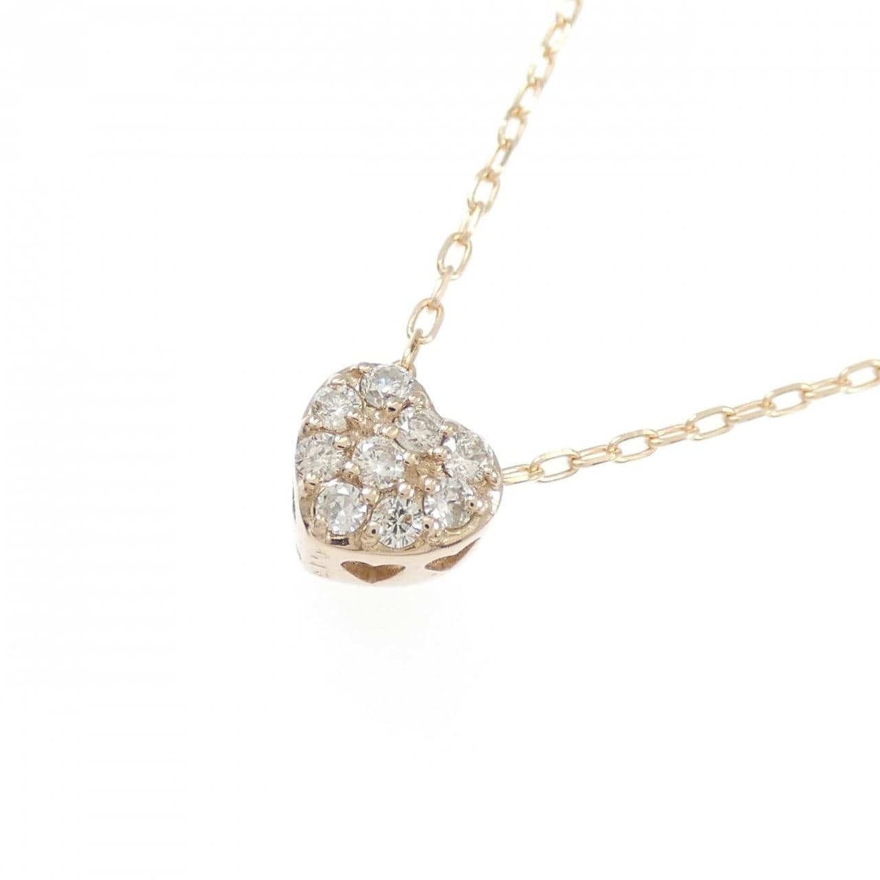 K18PG ハート ダイヤモンド ネックレス 0.13CT