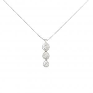 K18WG スリーストーン ダイヤモンド ネックレス 0.50CT