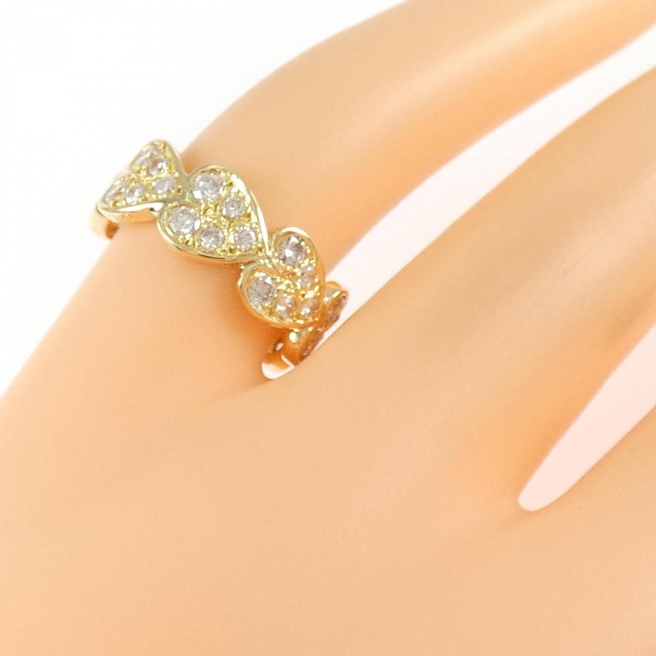 K18YG ハート ダイヤモンド ピンキーリング 0.92CT