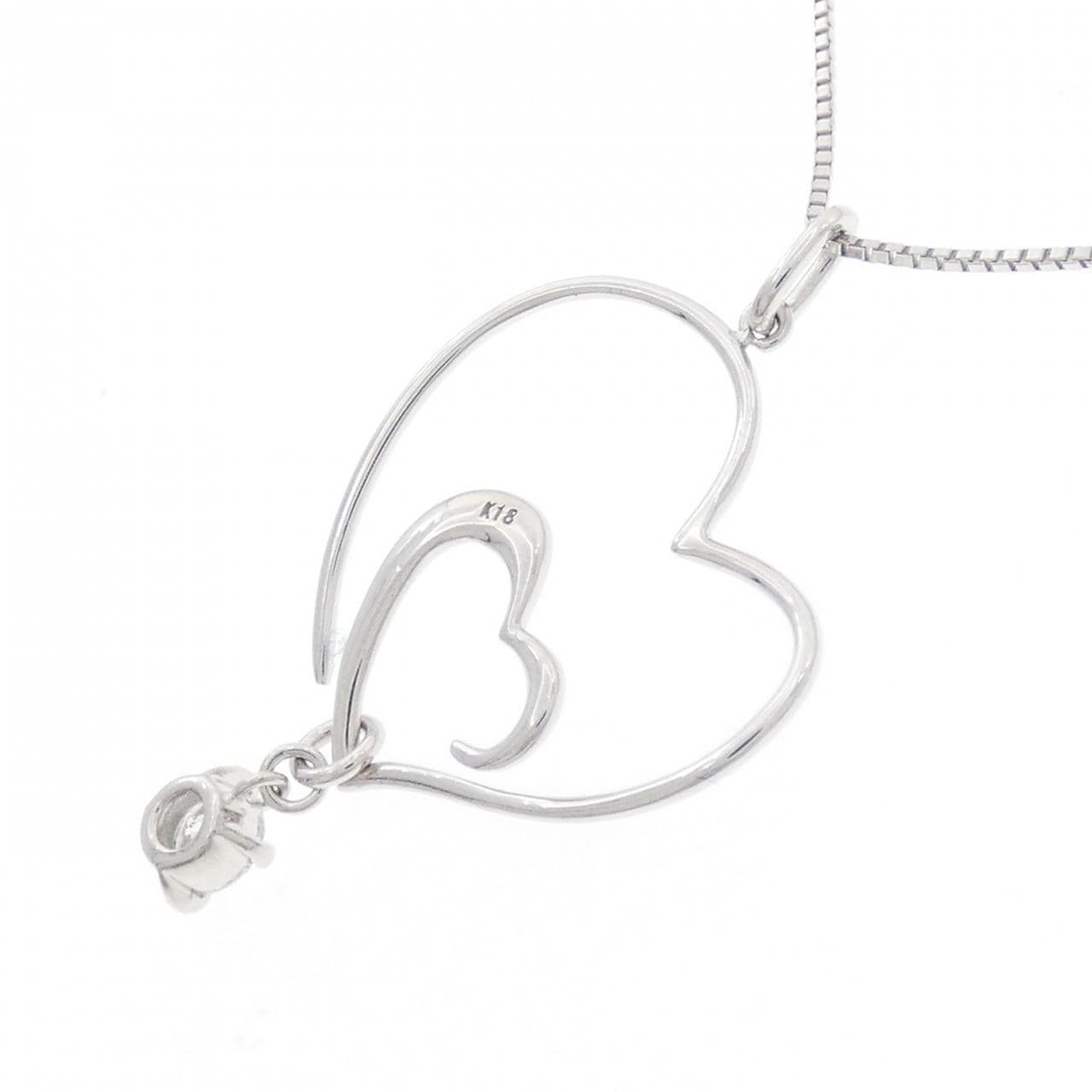 K18WG heart Diamond necklace 0.18CT