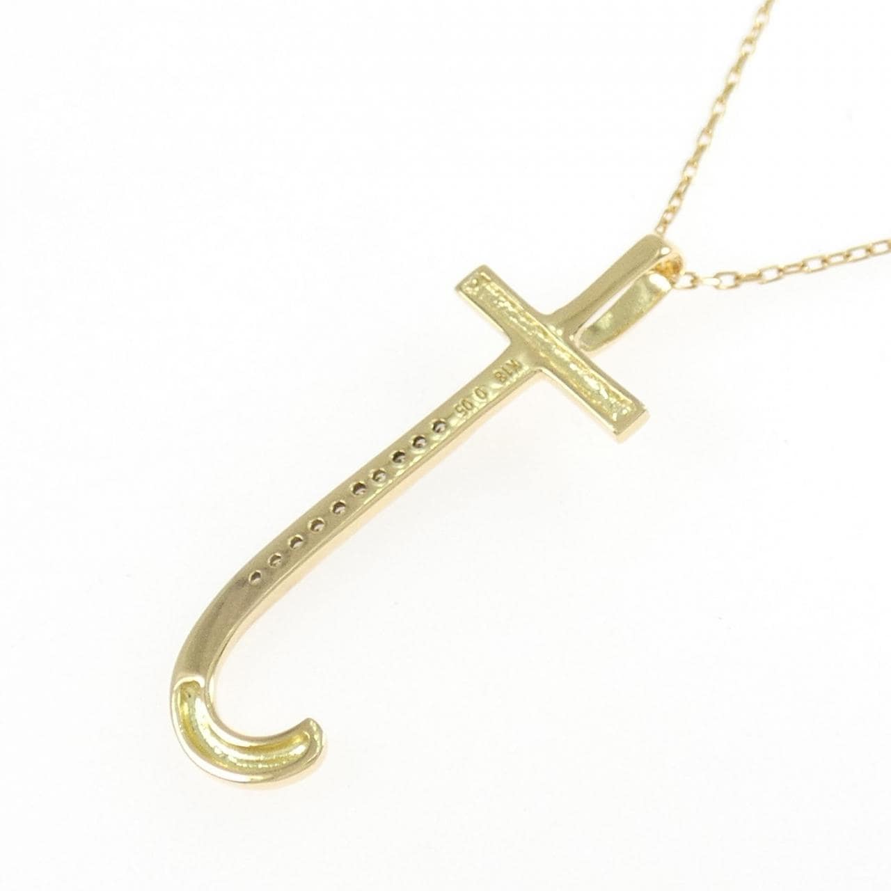 K18YG イニシャルJ ダイヤモンド ネックレス 0.05CT