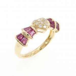 K18YG ハート ルビー リング 0.97CT