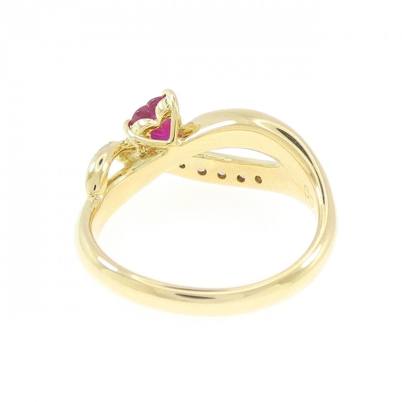 K18YG ハート ルビー リング 0.41CT