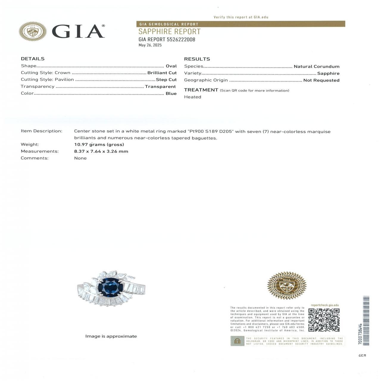 PT900 サファイヤ リング 1.89CT