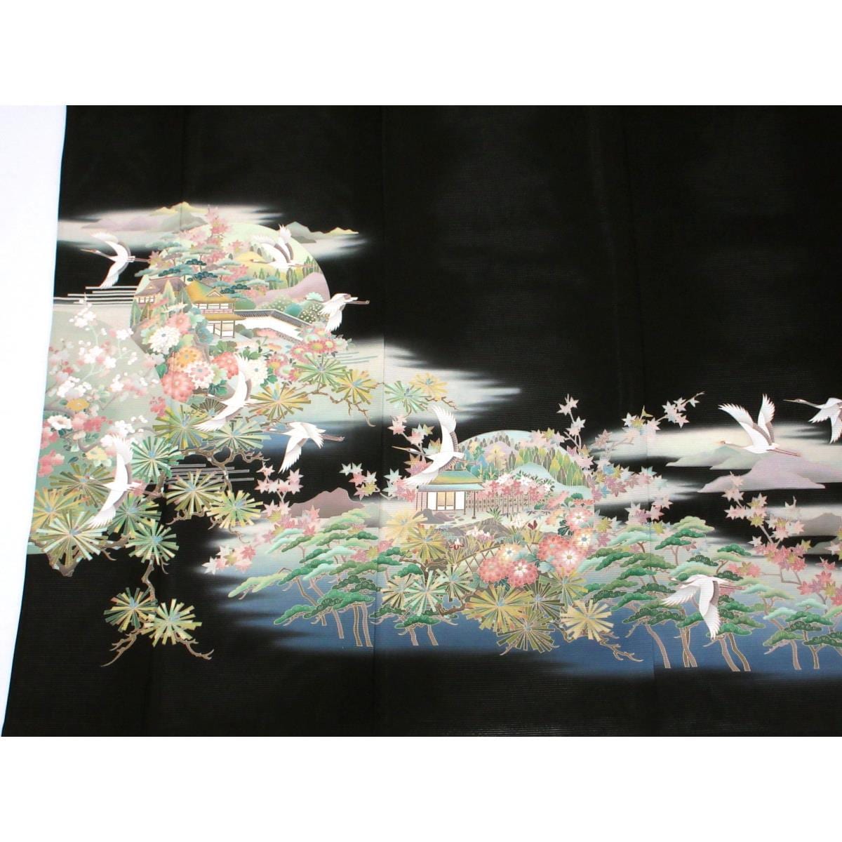 単衣　駒絽留袖　友禅加工ボカシ染　丸に九枚笹