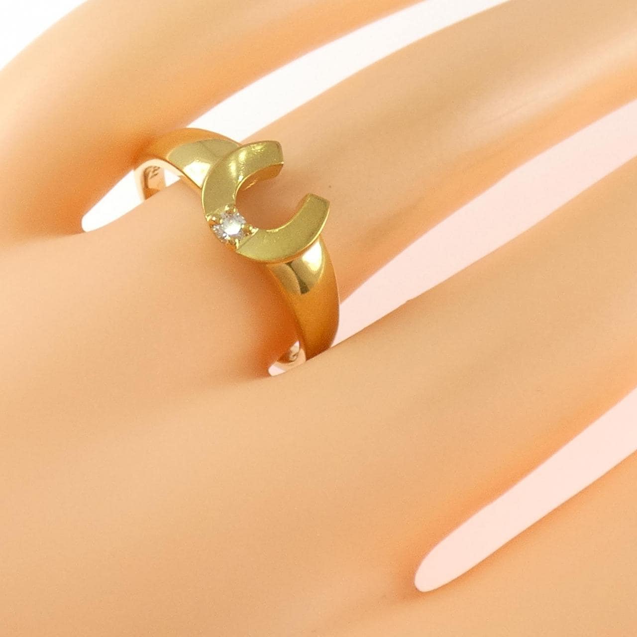 K24YG ホースシュー ダイヤモンド リング 0.05CT
