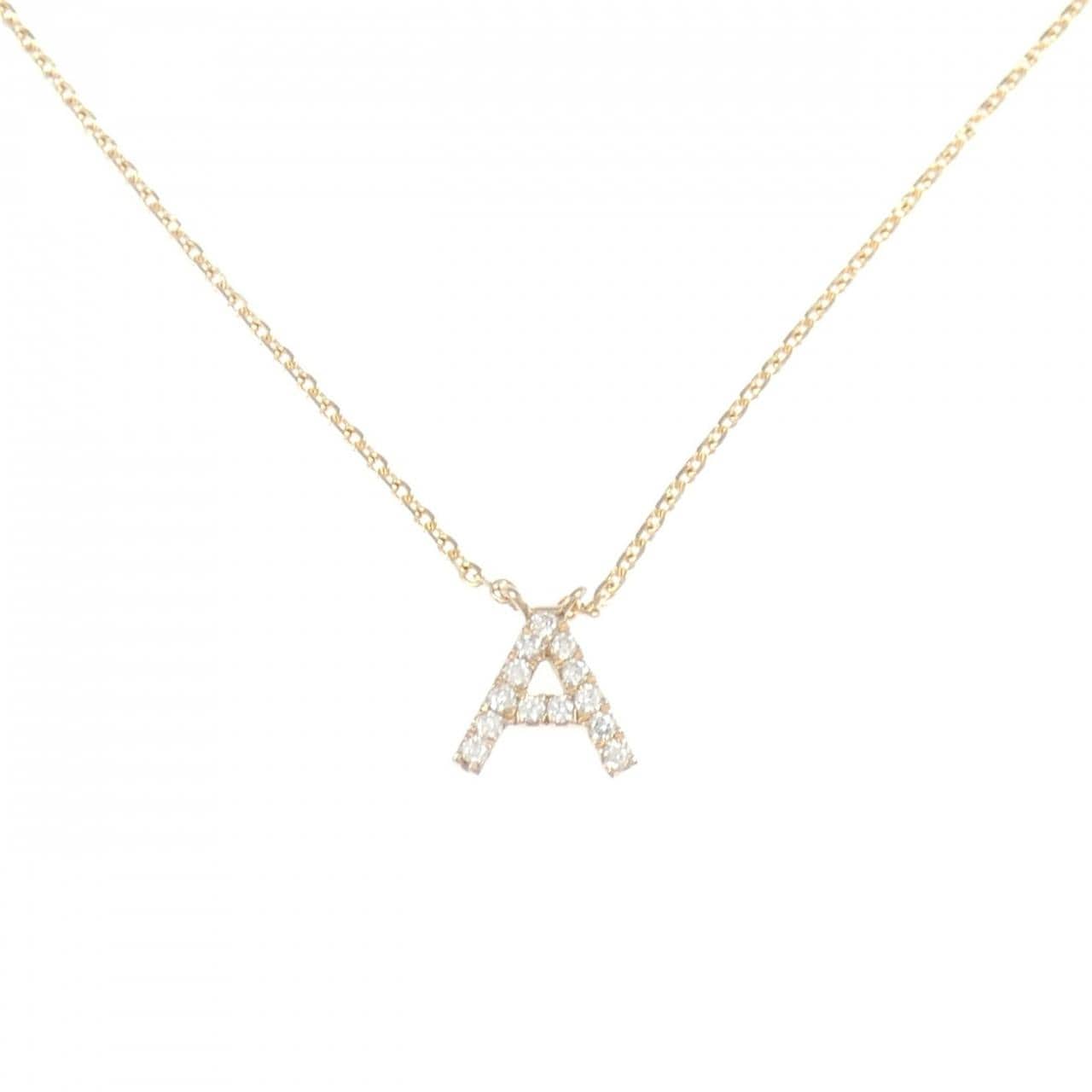 K18PG イニシャルA ダイヤモンド ネックレス 0.06CT