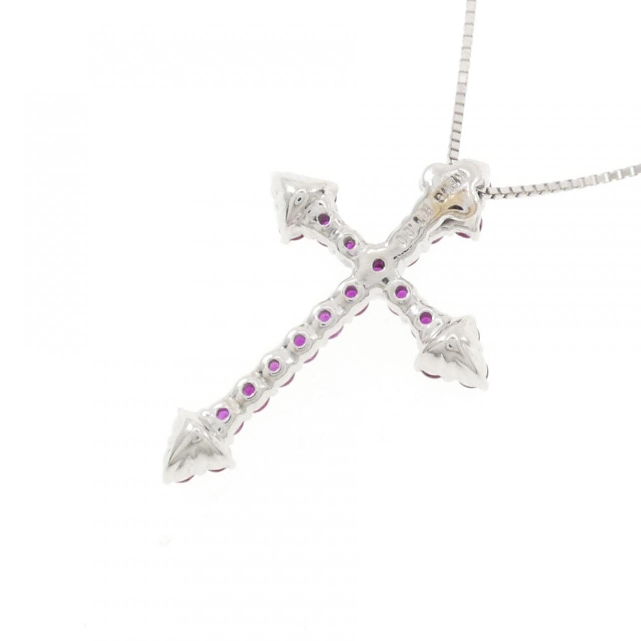 K18WG クロス ルビー ネックレス 1.00CT
