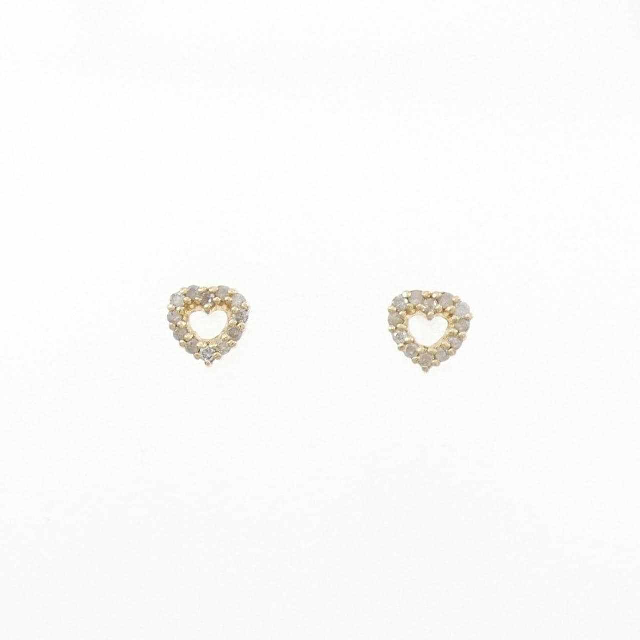 K10YG ハート ダイヤモンド ピアス 0.14CT