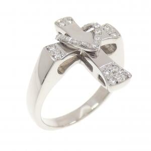 K18WG クロス ダイヤモンド リング 0.16CT