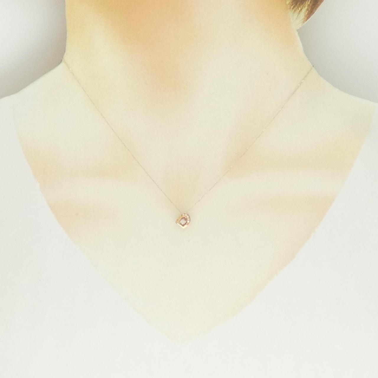 K18PG ハート ダイヤモンド ネックレス 0.05CT