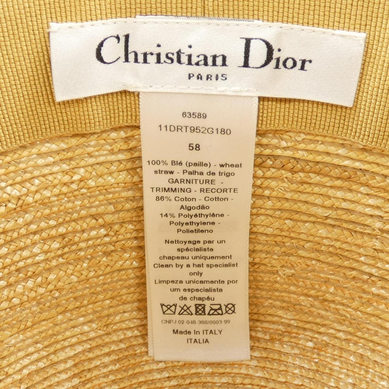 クリスチャンディオール CHRISTIAN DIOR ディオリゾート DIORESORT 11DRT952G180 ハット