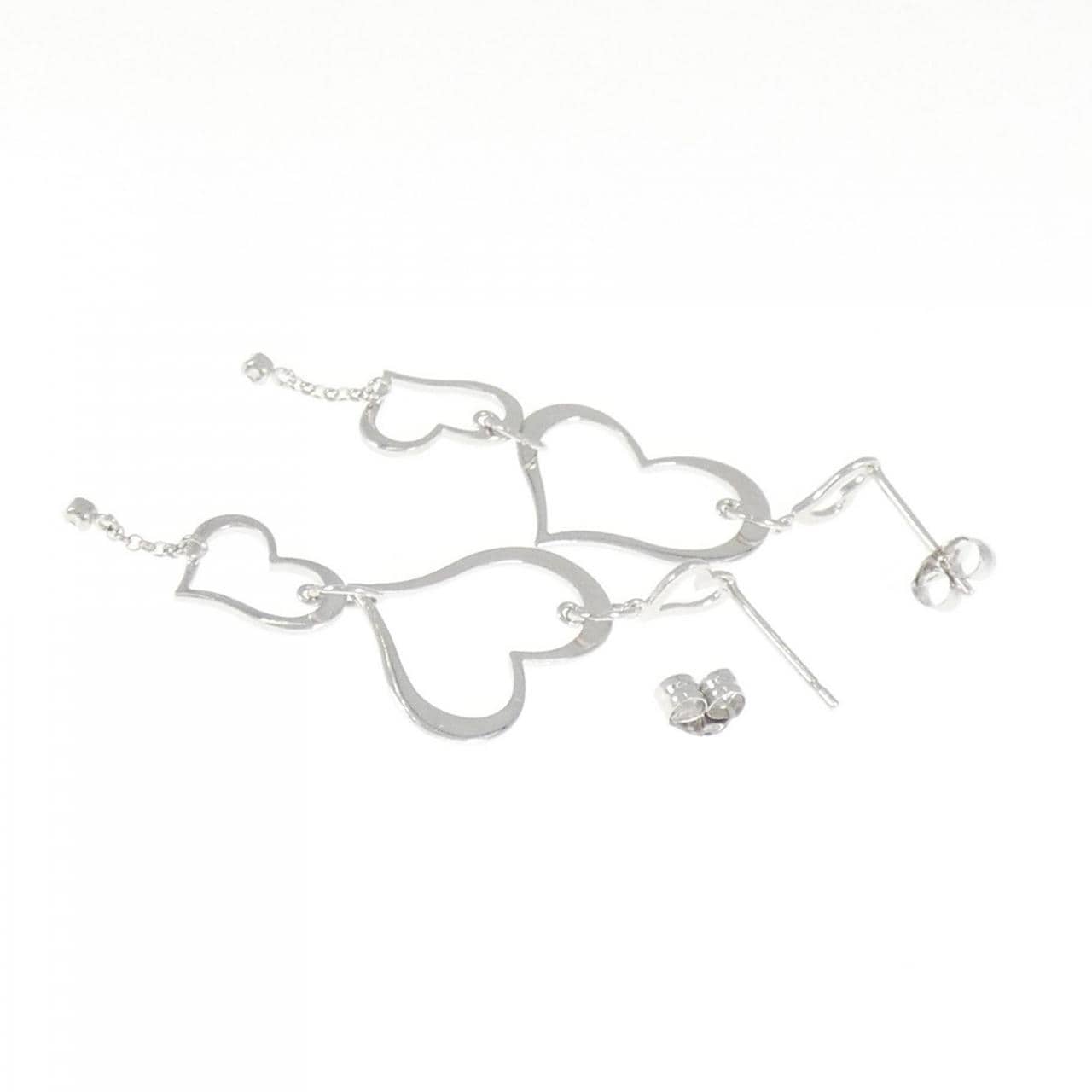 K18WG heart Diamond earrings 0.02CT