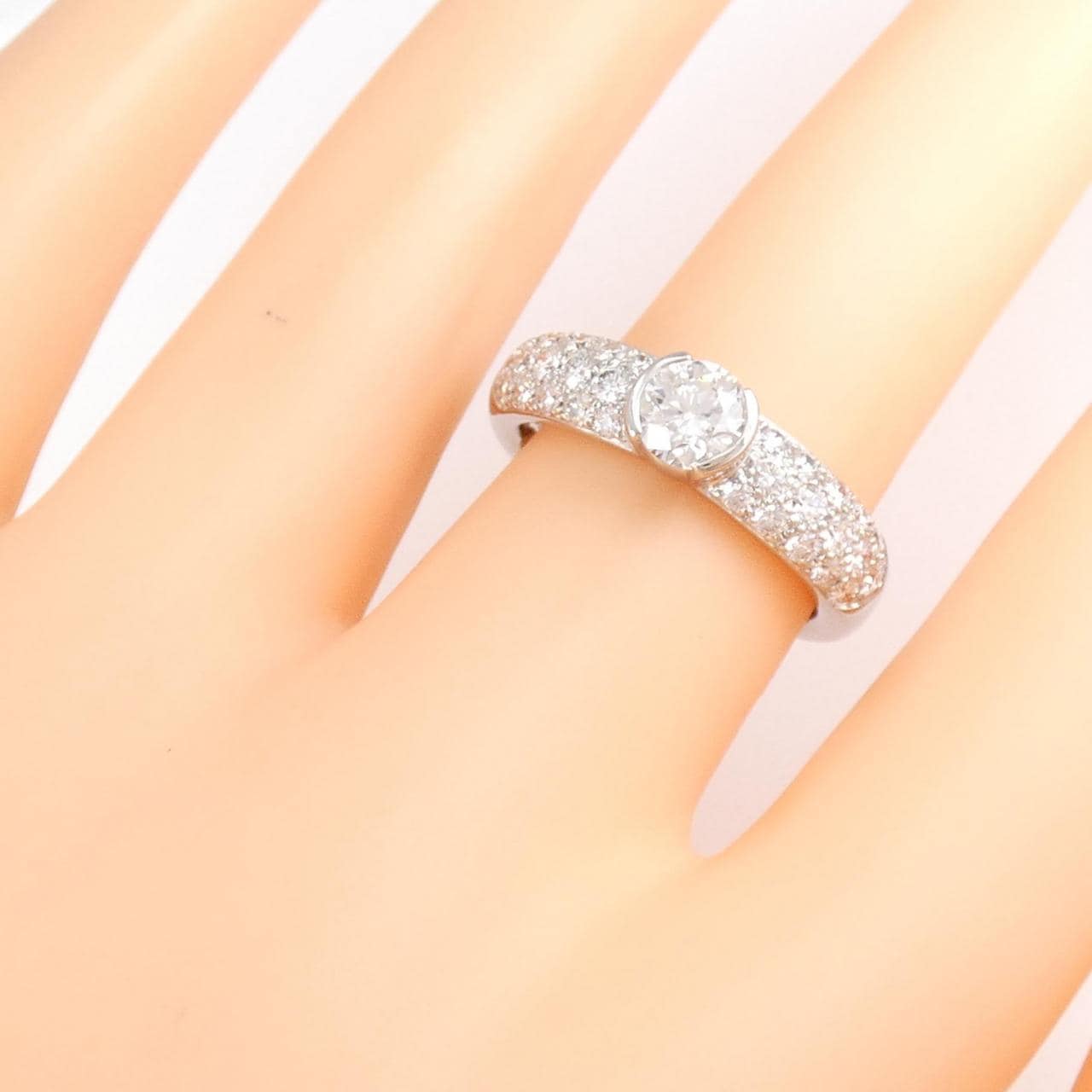 TIFFANY Pave Solitaire Ring 0.54CT