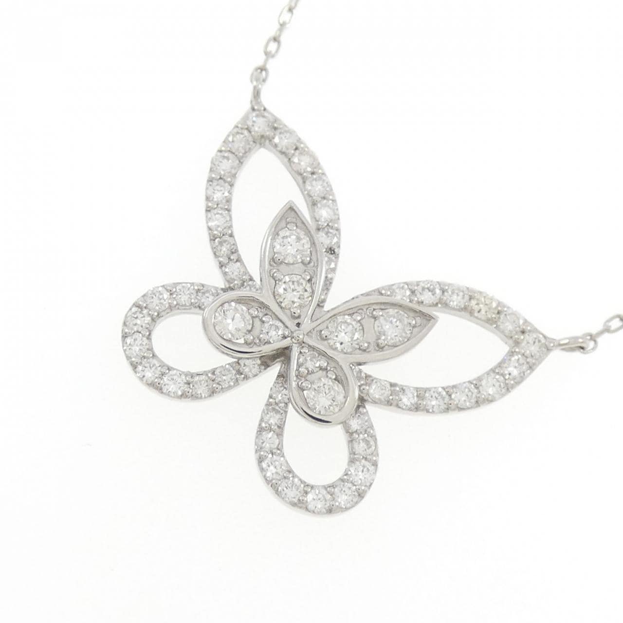 PT950/PT850 バタフライ ダイヤモンド ネックレス 0.52CT