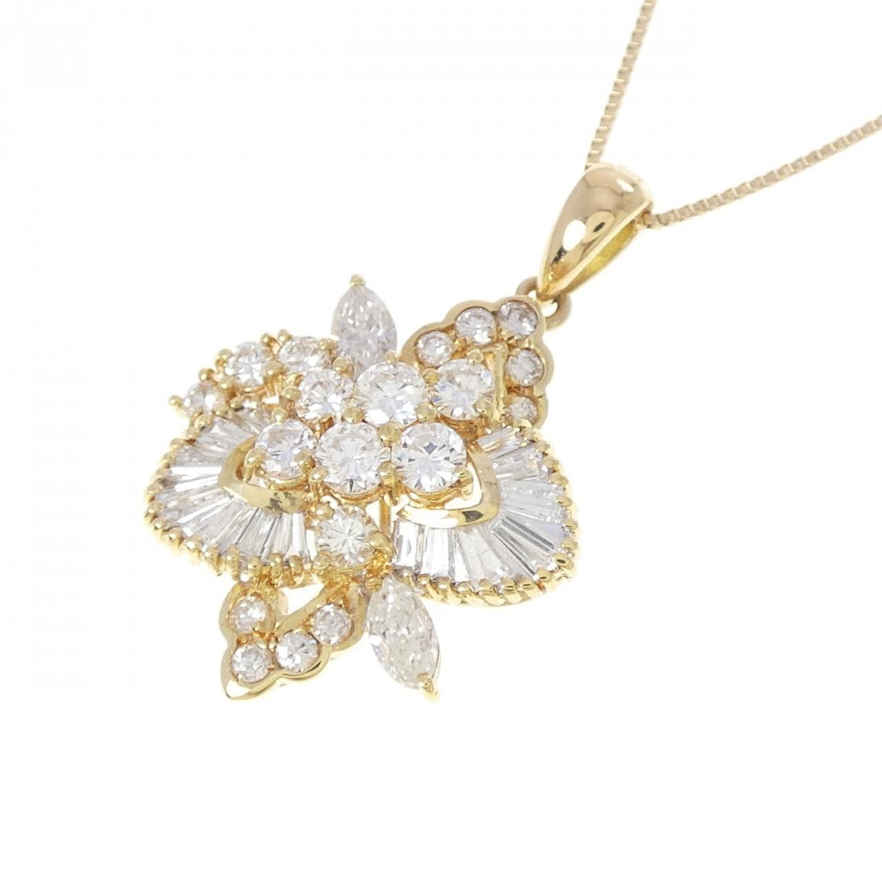 K18YG/K18WG ダイヤモンド ネックレス 3.16CT