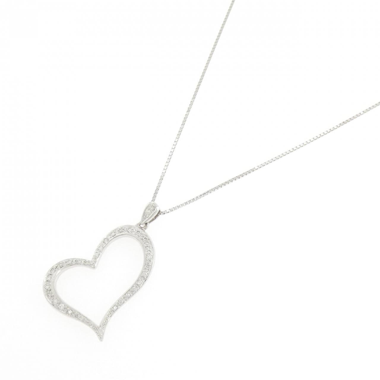 K18WG ハート ダイヤモンド ネックレス 0.20CT