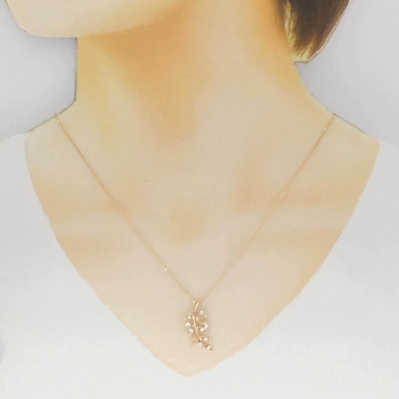 K18PG リーフ ダイヤモンド ネックレス 0.17CT