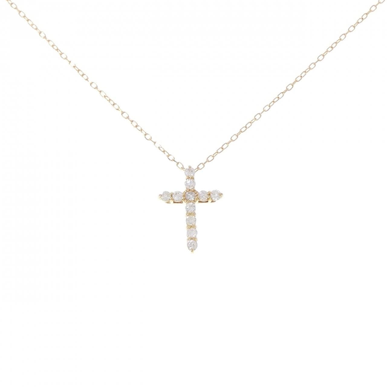 K18YG クロス ダイヤモンド ネックレス 0.20CT