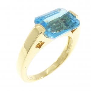 K18YG ブルートパーズ リング 4.20CT