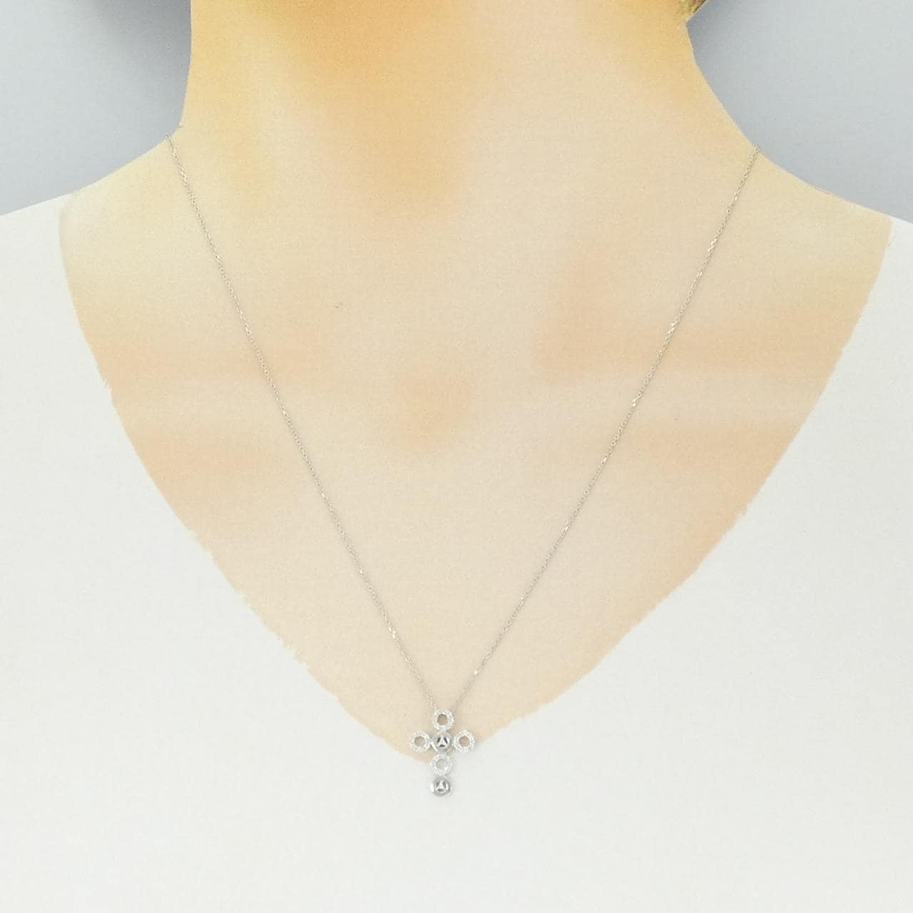 10KWG/K10WG クロス ダイヤモンド ネックレス 0.16CT
