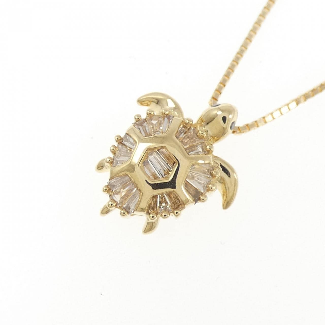 K18YG タートル ダイヤモンド ネックレス 0.24CT