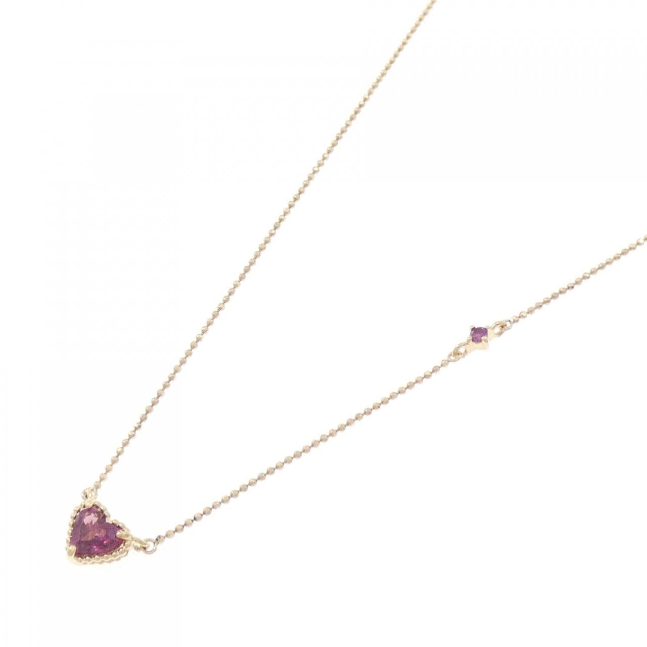 K10YG Heart Garnet Necklace