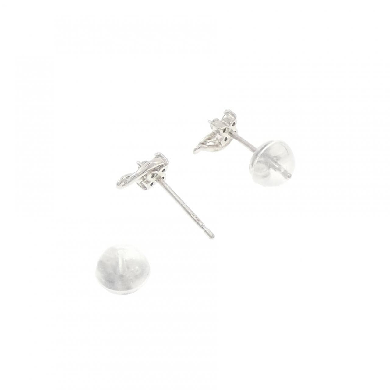 K14WG フラワー ダイヤモンド ピアス 0.10CT