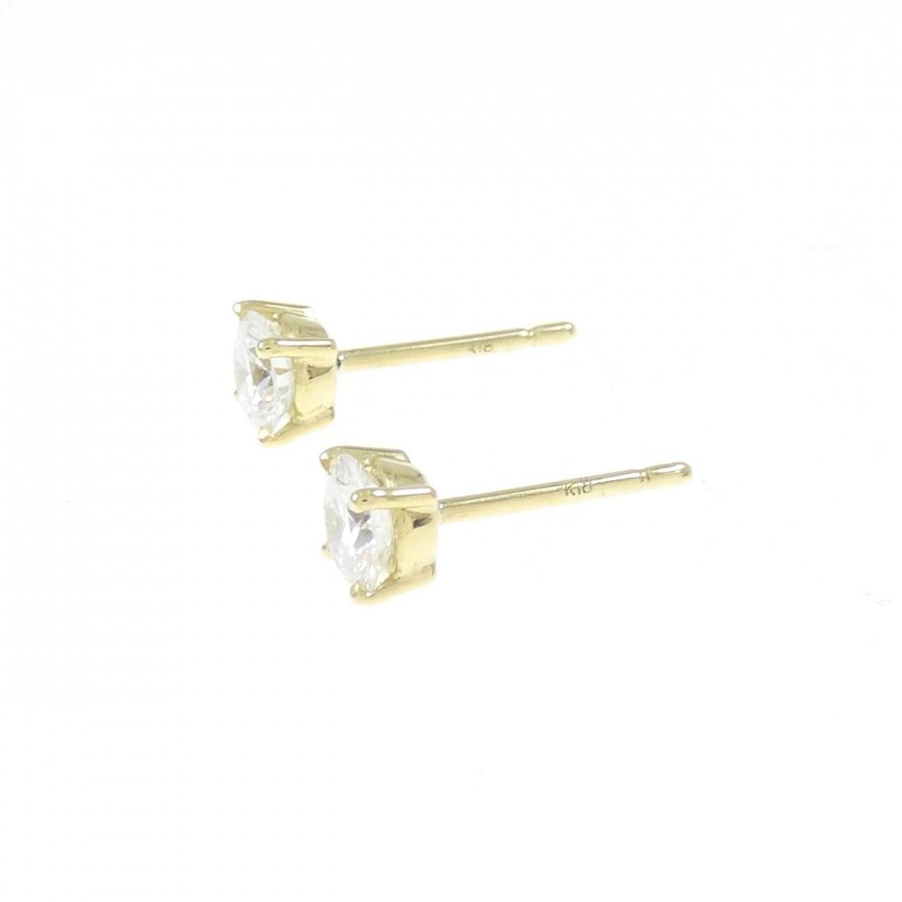 K18YG solitaire Diamond earrings