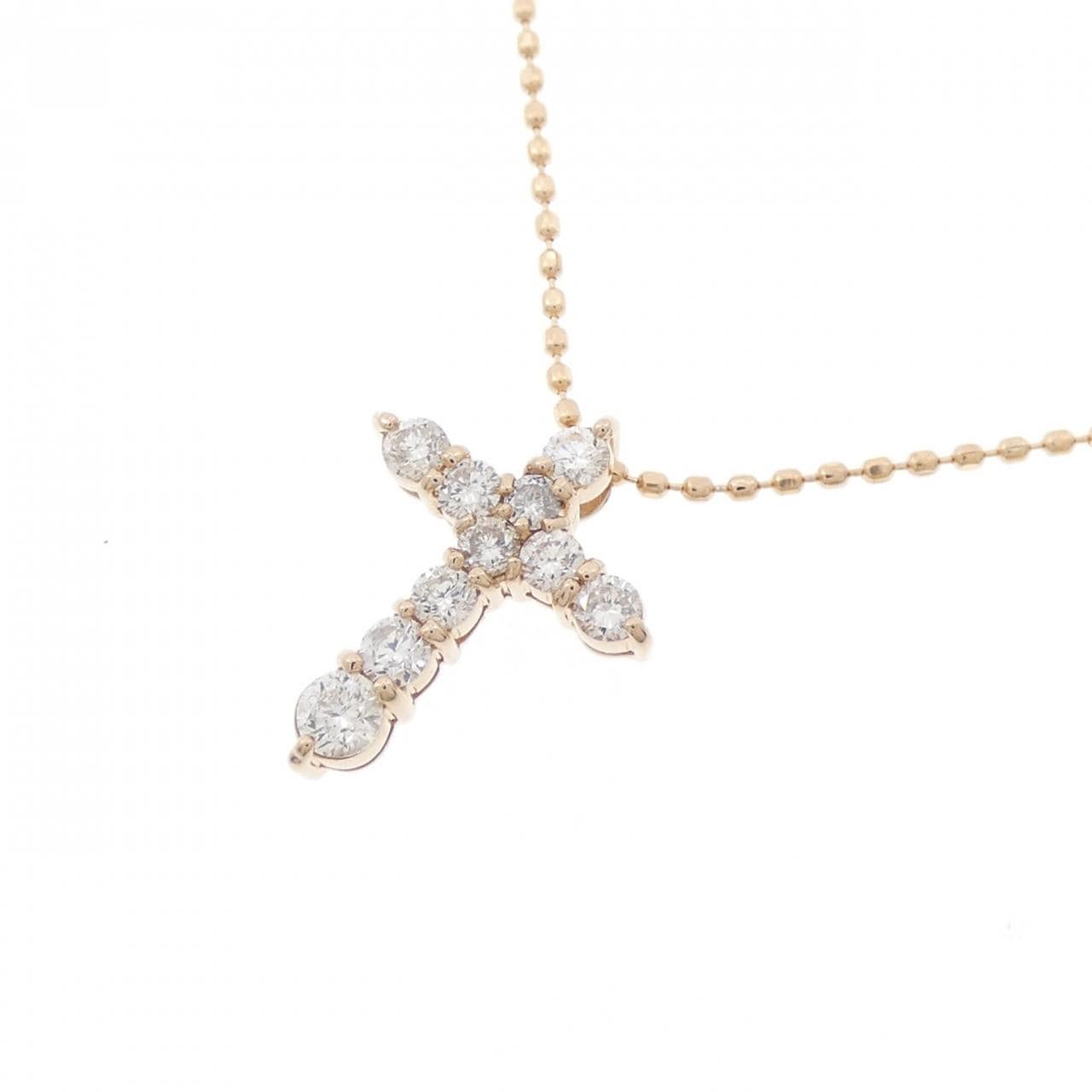 K18PG クロス ダイヤモンド ネックレス 0.30CT