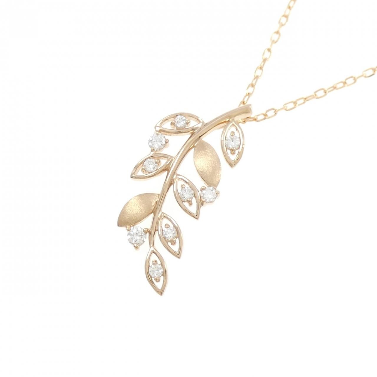 K18PG リーフ ダイヤモンド ネックレス 0.17CT