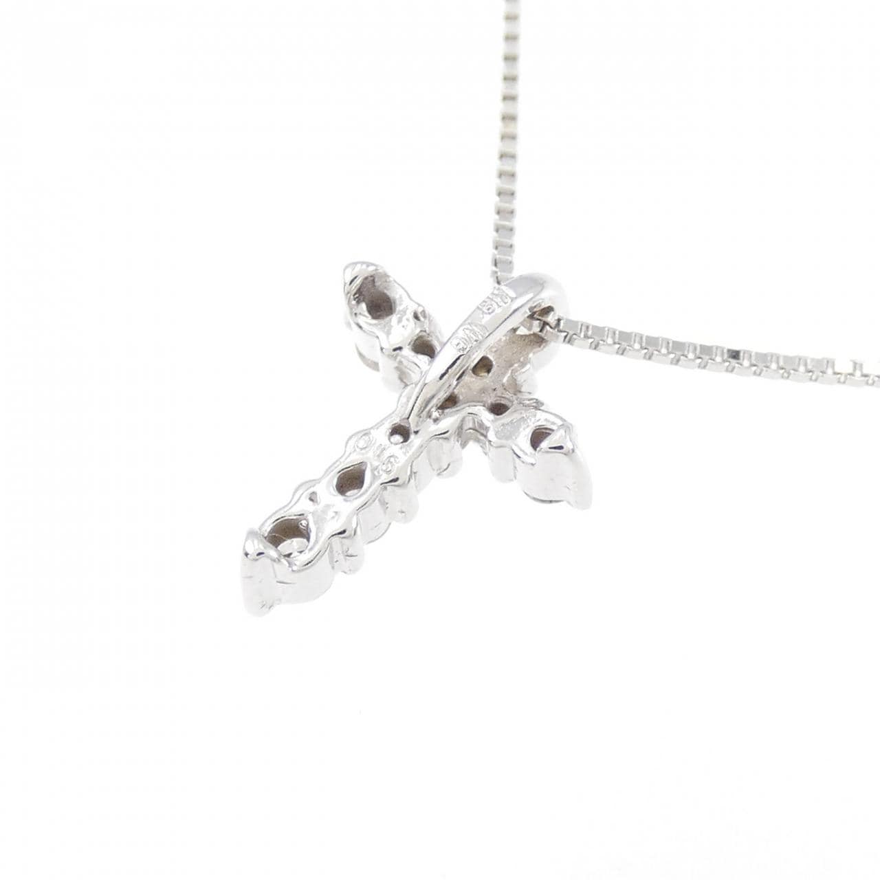 K18WG クロス ダイヤモンド ネックレス 0.16CT