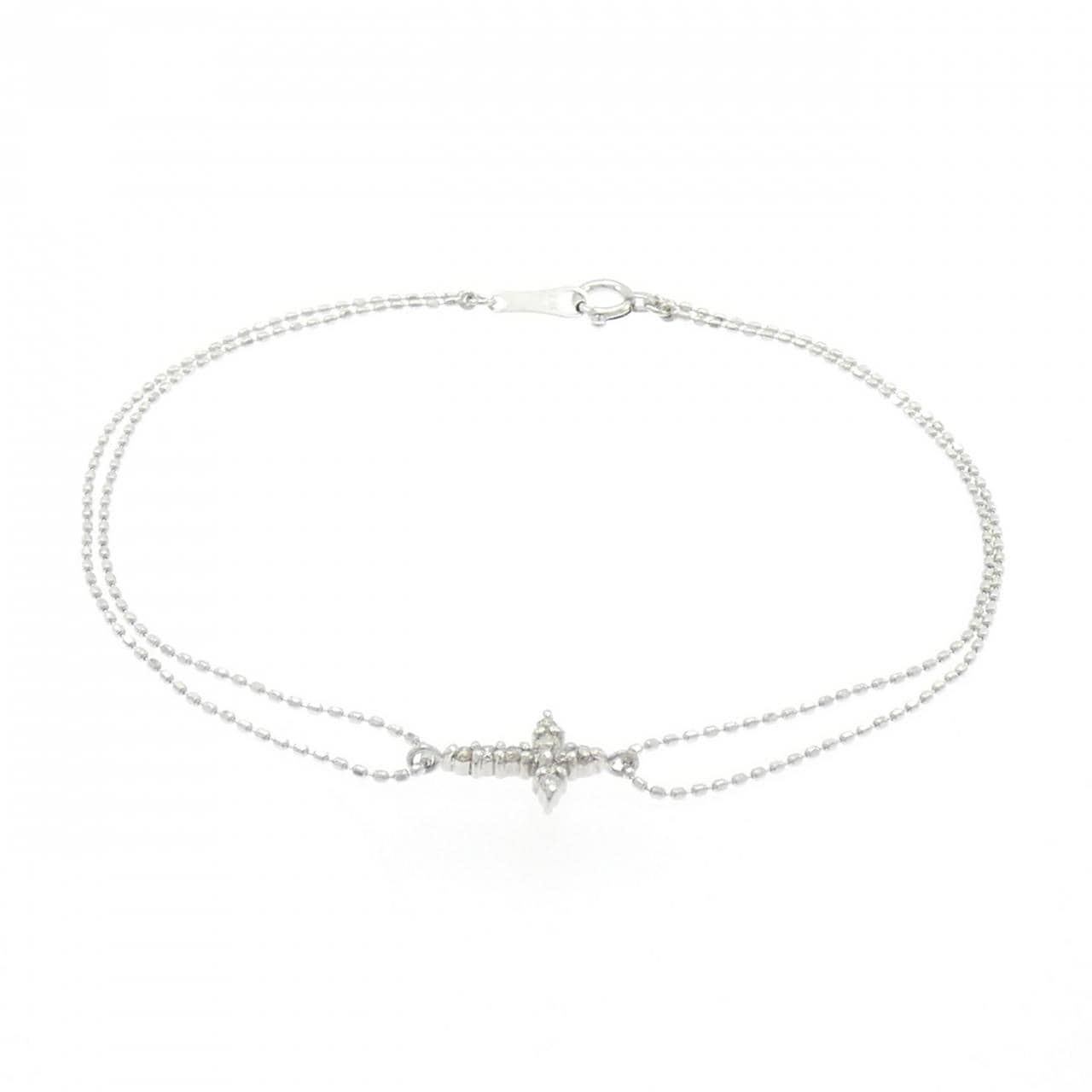 K18WG クロス ダイヤモンド ブレスレット 0.10CT