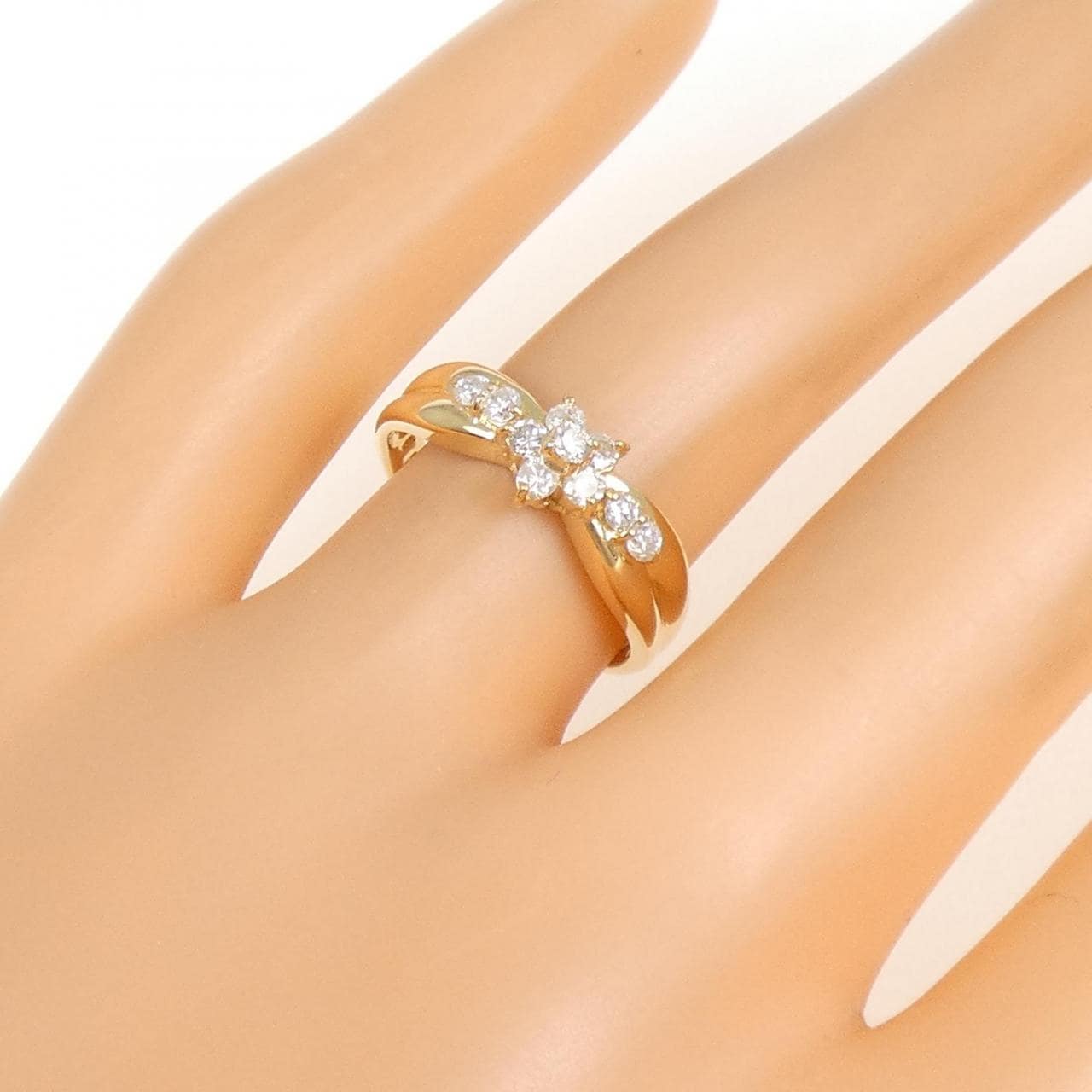 K18YG フラワー ダイヤモンド リング 0.30CT