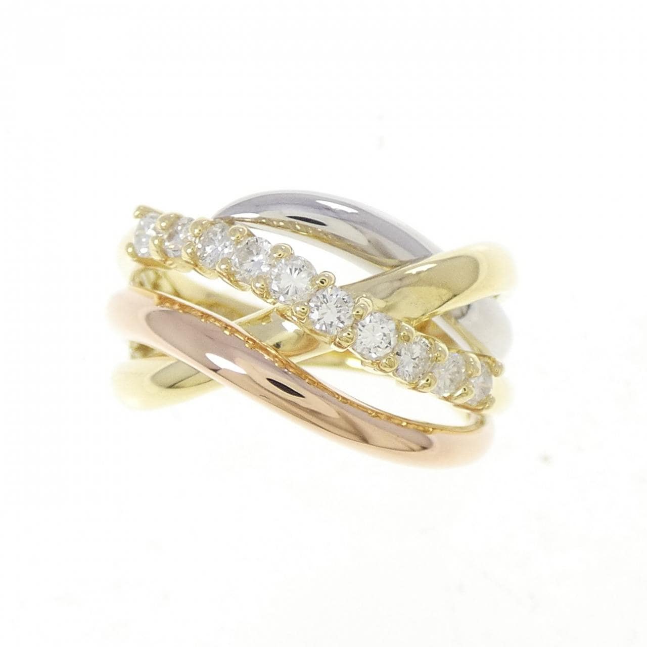 K18YG/PT900/K18PG ダイヤモンド リング 0.32CT